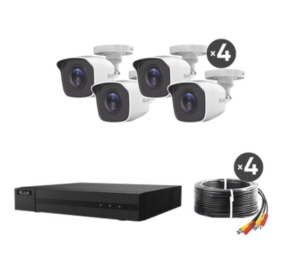 KIT TurboHD 1080p / DVR 4 canales / 4 Cámaras Bala de Metal / HL24LQKITS-M(B)