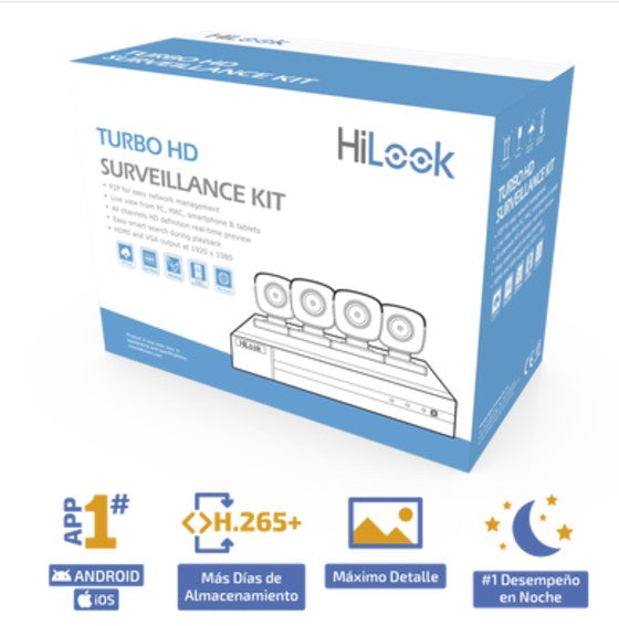 KIT TurboHD 1080p / DVR 4 canales / 4 Cámaras Bala de Metal / HL24LQKITS-M(B)