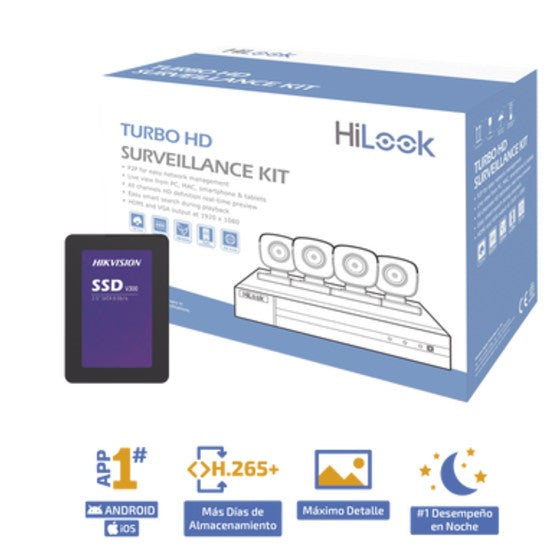 KIT TurboHD 1080p + SSD de 500 GB / DVR 4 canales / HL24LQKITS-M(B)/512GB