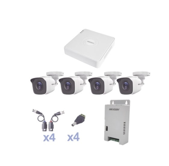 KIT TurboHD 1080 Lite / DVR 4 Canales / 4 Cámaras Bala (exterior 2.8 mm) / KESTXLT4BW
