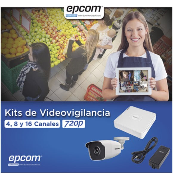 KIT TurboHD 1080 Lite / DVR 4 Canales / 4 Cámaras Bala (exterior 2.8 mm) / KESTXLT4BW
