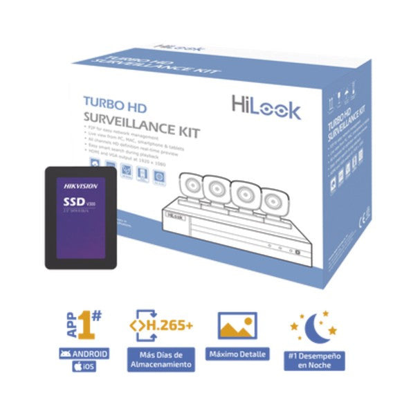 KIT TurboHD 1080p + SSD de 1 TB (1024 GB) / DVR 4 canales / HL24LQKITS-M(B)/1TB